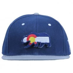 Grassroots California Hats Removable Bear Colorado Flag Navy Fitted Hat