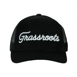 Grassroots California Golfroots Script Black Mesh Snapback Hat