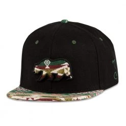 Grassroots California Removable Bear Evergreen Black Fitted Hat Hats