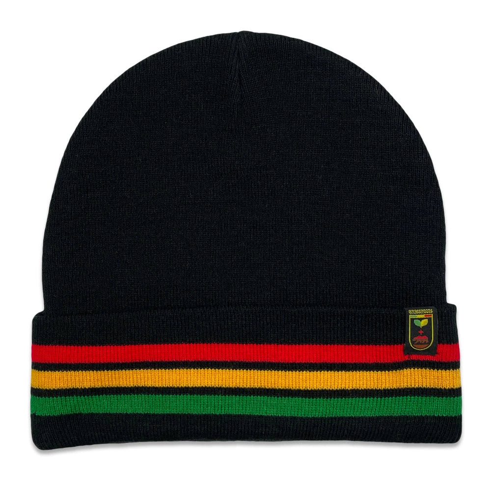 Grassroots California Bombearclat Rasta Stripe Cuff Beanie 3 Grassroots California Bombearclat Rasta Stripe Cuff Beanie