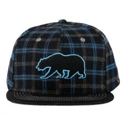 Grassroots California Bear Collection Blue Flannel Snapback Hat Hats