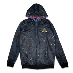 Grassroots California Celestial Serpent Reversible Zip Up Hoodie New