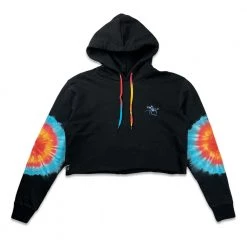 Grassroots California Stanley Mouse Spirit Traveler Tie Dye Black Crop Hoodie New