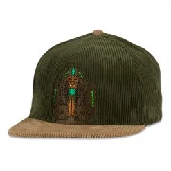 Grassroots California Bigfoot One Meditation Green Corduroy Strapback Hat New