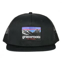 Grassroots California New Mile High Sunset Dri-Bear Black Mesh Snapback Hat