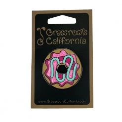 Grassroots California KGB Glass Strawberry Pearl Frosted Donut Pin