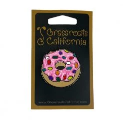 Grassroots California KGB Glass Pink Pearl Sprinkle Donut Pin New