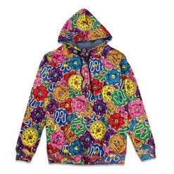 Grassroots California New KGB Glass Assorted Donuts Reversible Zip Up Hoodie