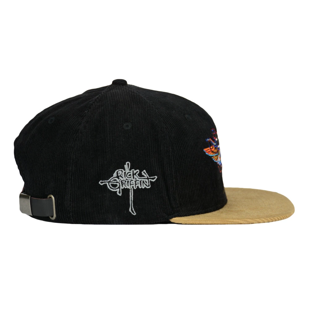 Grassroots California Rick Griffin Hopi Mask Black Tan Strapback Hat New 6 Grassroots California Rick Griffin Hopi Mask Black Tan Strapback Hat New