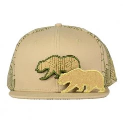 Grassroots California Removable Bear Digital Labyrinth Tan Snapback Hat New